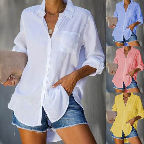 Casual Button Collared Western Front Shirt Shirts Sleeve Up