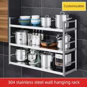 304加厚不锈钢厨房架壁挂式 碗和板架香料架 微波炉壁挂式