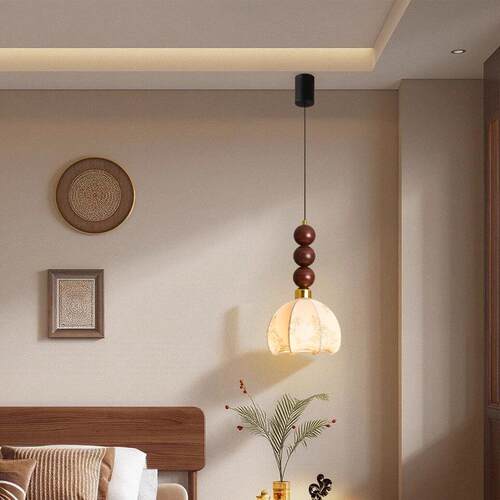 新款中古风床头小吊灯卧室餐厅布灯罩走廊过道书房宋代美学吊灯