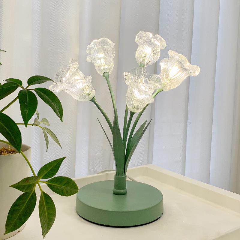 郁金香花朵台灯现代简约创意仿真花装饰卧室床头小夜灯氛围灯摆件