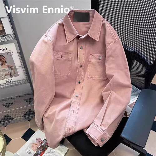 Visvim Ennio美式复古设计感粉色牛仔衬衫外套男女春季薄款宽松