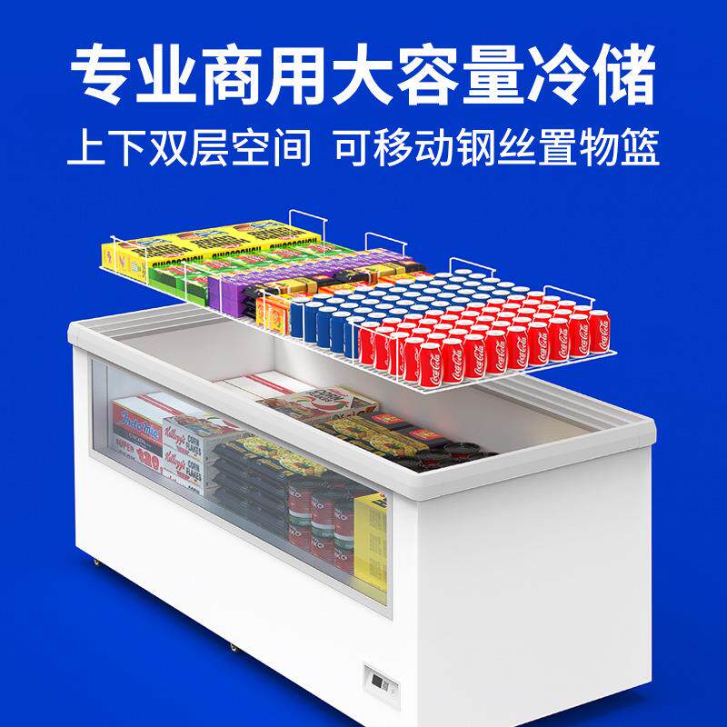 冰柜商用前透明大容量展示柜冷柜冷藏冷冻两用透窗大视野豪华款