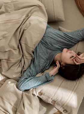 A类棉全Hczz-A类款水洗棉件四件套纯色提花三套纽扣民宿套件酒店