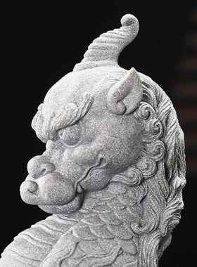 客中式国潮TM688351青砂石龙生九缸子嘲风摆件创意厅假山鱼族水造