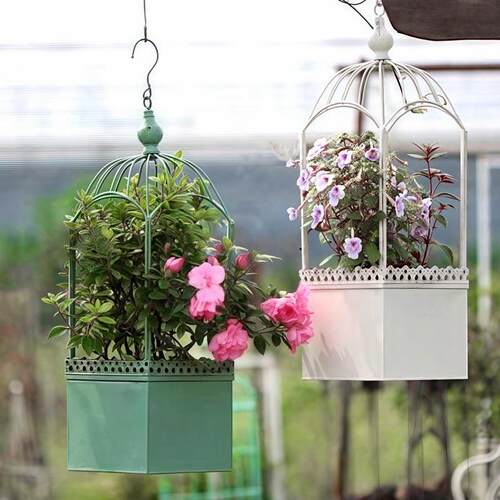 铁艺垂吊花架铁链吊篮花园庭院阳台悬挂花架花园杂货挂件