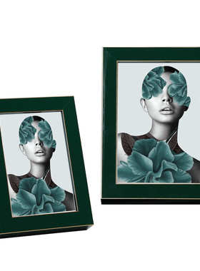 实木相框简约  现代轻奢风格6寸7寸10寸 photo frame 金绿色相框
