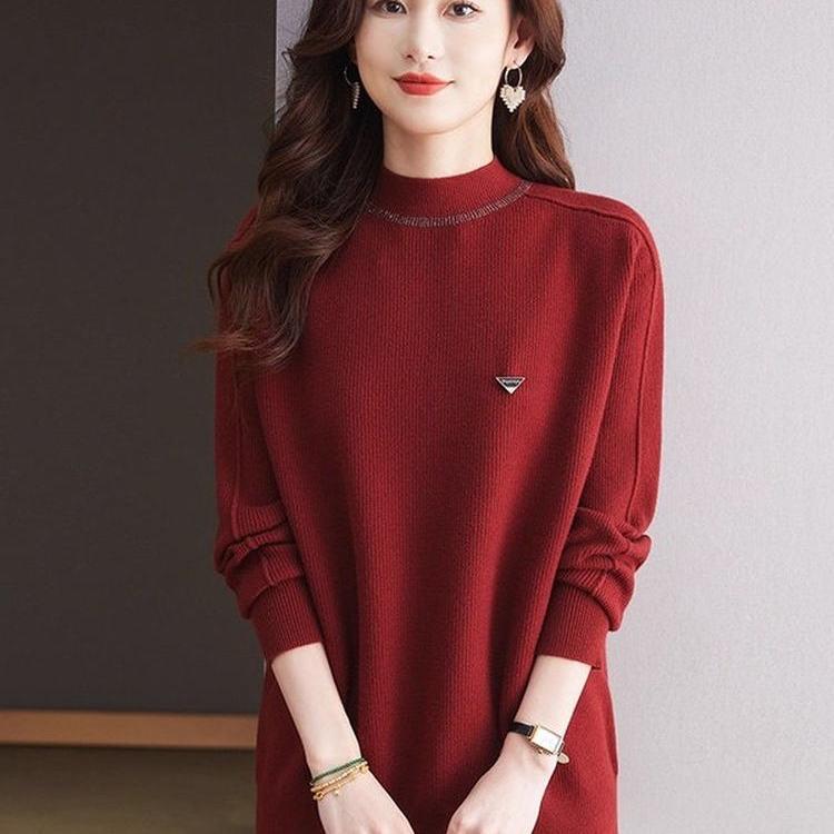 爆款半高领针织打底衫女秋冬2025新款洋气高级感宽松内搭毛衣上衣