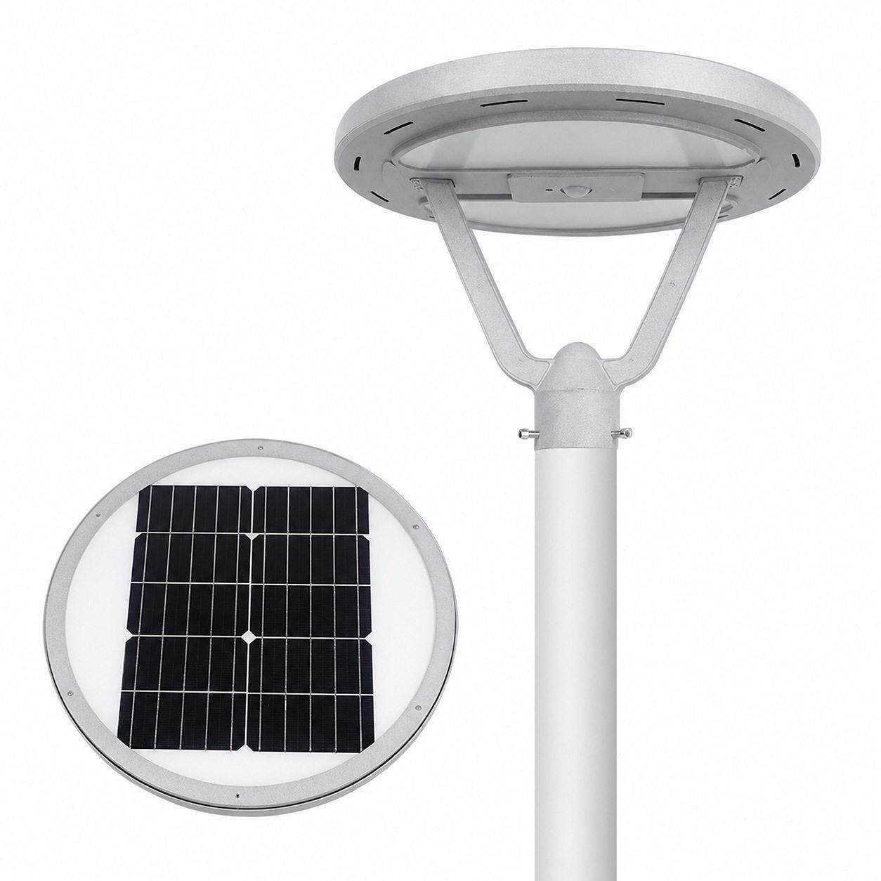LED户外防水一体化太阳能庭院灯35W圆形光控人体感应景观道路灯头