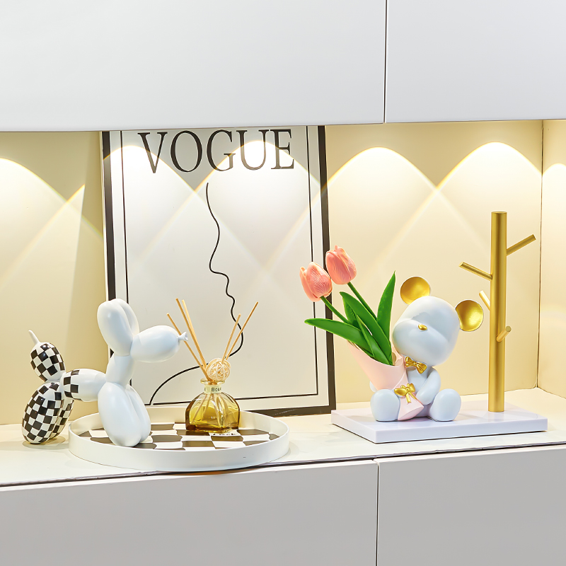 进门入户门口玄关郁金香暴力熊钥匙收纳神器家用鞋柜装饰品摆件