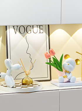 进门入户门口玄关郁金香暴力熊钥匙收纳神器家用鞋柜装饰品摆件