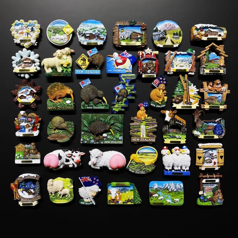 新西兰奥克兰库克山皇后镇霍比屯旅游纪念创意几维鸟磁性贴冰箱贴