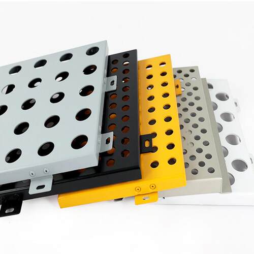 工程定制冲孔铝单板幕墙会议室外墙门头合金包柱造型氟碳铝板厂家