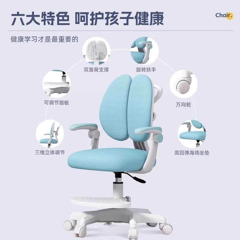 儿童学习子家椅用正坐姿靠背座椅可升降书房学生写矫EQE字书椅桌