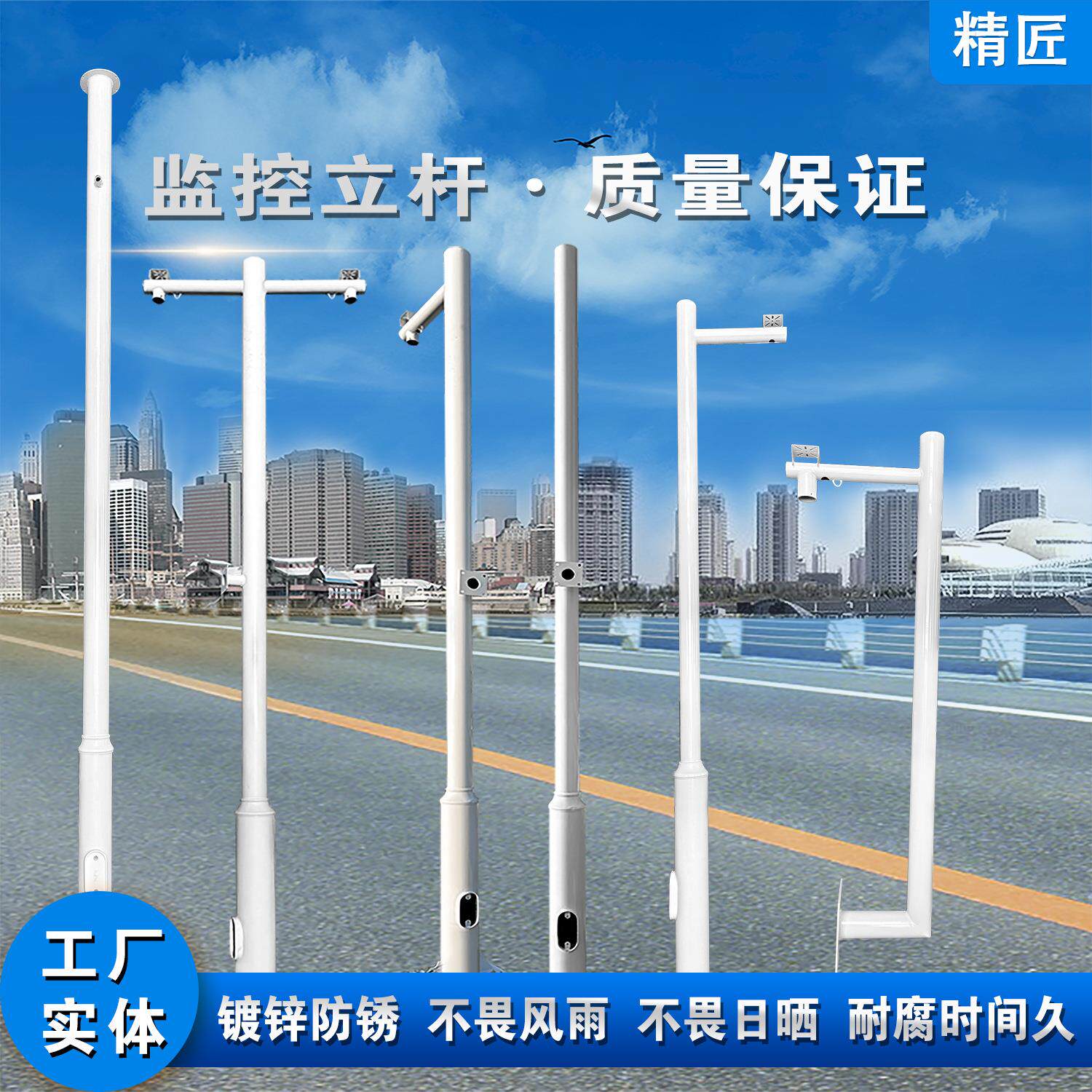 工厂监控立杆4米3.5米3米6米可吊装立装抱杆摄像机立柱吊杆