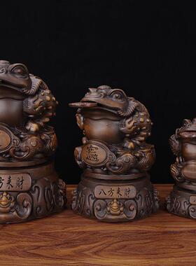 实木雕招财金蟾摆件公司办公室前台客厅家用摆设店铺开张乔迁礼品