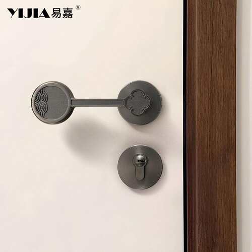 中式复古卧室房门锁创意水波纹公室通用型磁吸静音房门锁具把手