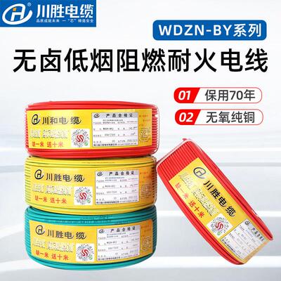 低烟无卤阻燃耐高温电线国标WDZ-BYJ单股纯铜1.5/4/6/10平方硬线