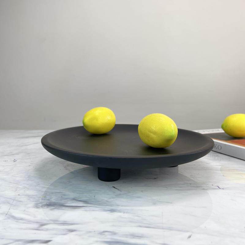 现代简约三脚托盘黑色树脂摆件厨房客厅酒楼米兰时尚轻装饰品
