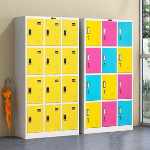 彩色更柜健身房存存柜物衣柜感应锁寄存柜带锁铁皮柜员包工CRY储