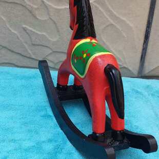 木质家居装饰 红色工艺礼品礼品摆件彩绘地中海马纯手工北欧 摇摇