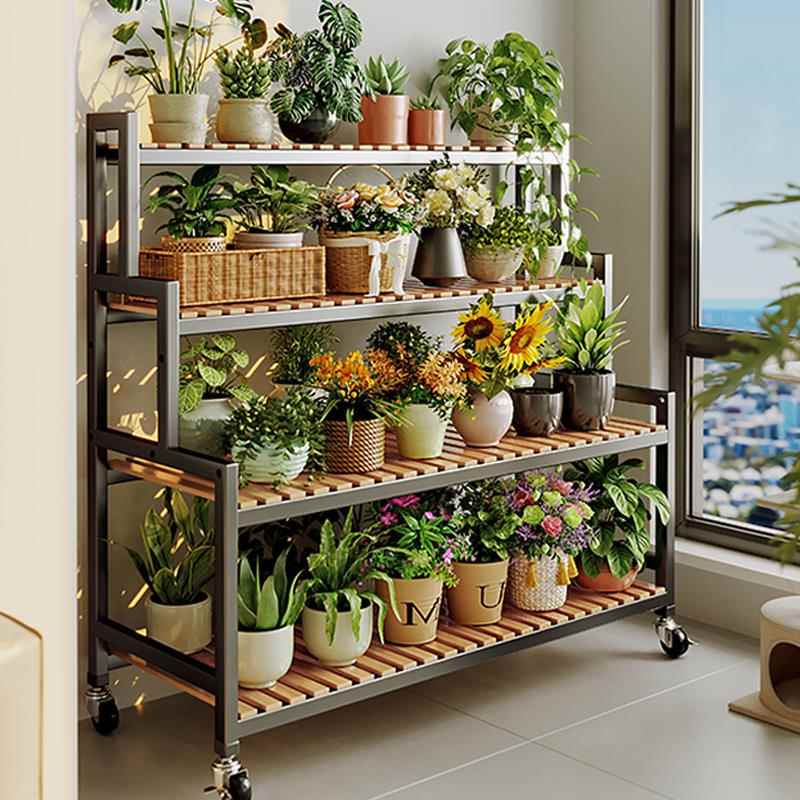 花架置物架阳台花架子客厅落地式可移动新款庭院多层多肉花盆托架