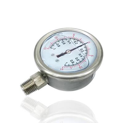 供充油耐震压力真空表不锈钢压力表全钢压力表YNZ-60BF -1~0~1bar