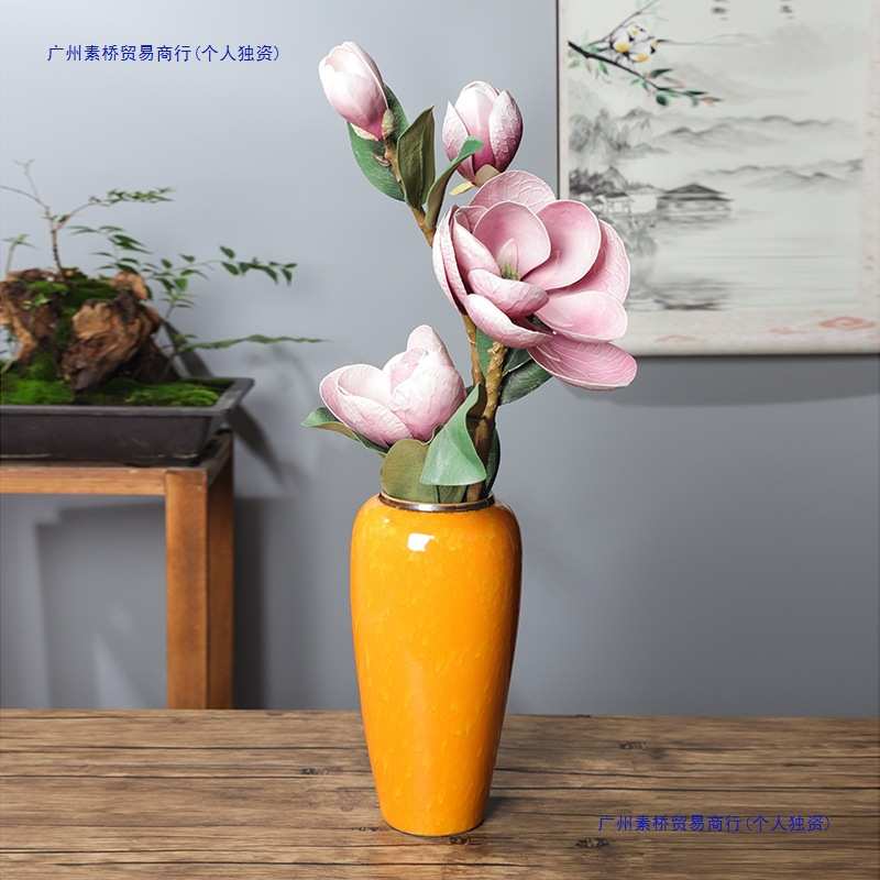 32CM高景德镇陶瓷花瓶家居软装样板房酒店新中式花瓶干花摆件花器