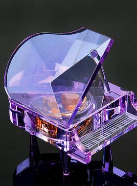 水晶钢琴音乐盒八音盒摆件送妈妈老师男女友老婆生日母亲节礼物