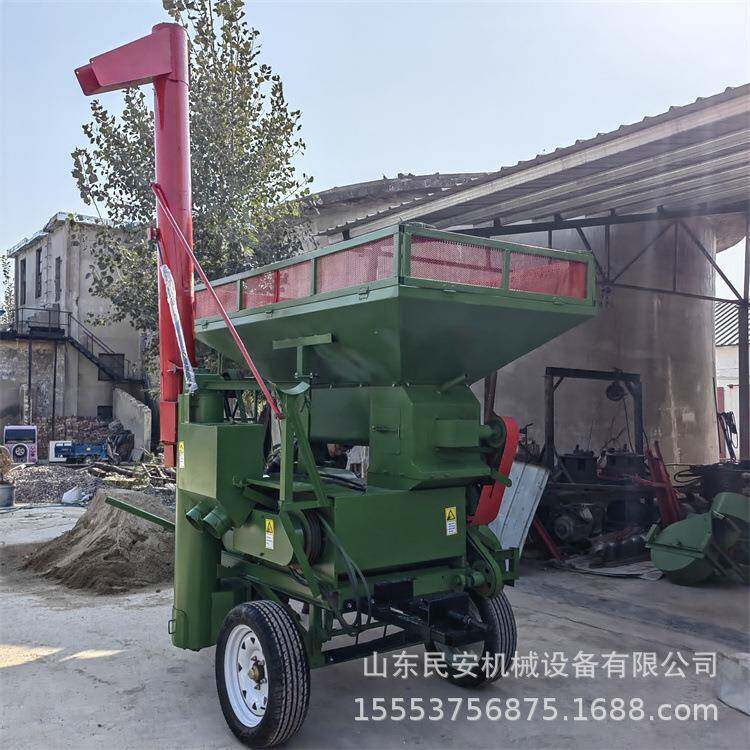 双滚筒大型玉米脱粒机铲车上料苞米打粒机牵引式打玉米粒机