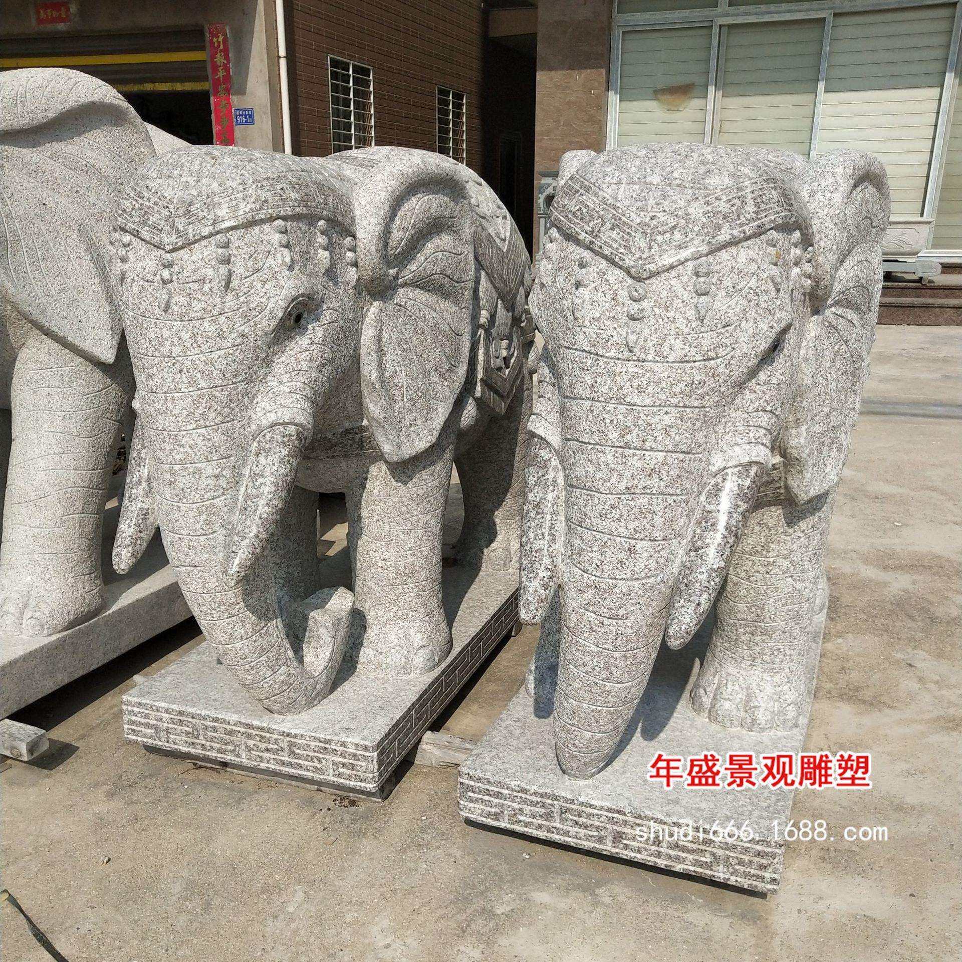 石雕大象晚霞红大象 厂家现货石象大象雕刻园林景观摆饰