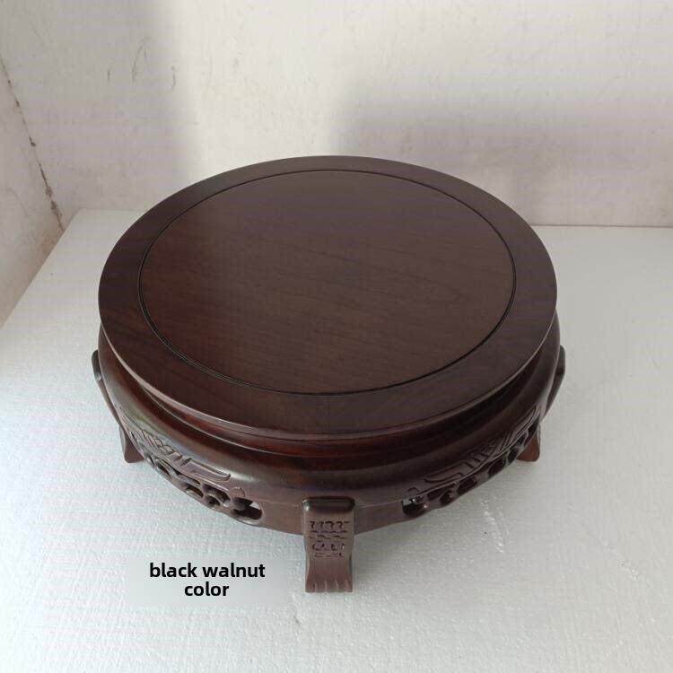 实木鱼缸架中国花架空调底座奇石工艺品低架大花瓶架木制储物架