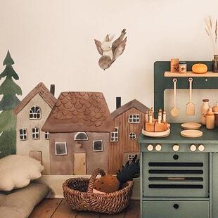 饰墙贴 北欧卡通婴儿房墙面遮丑贴纸覆古儿童房间布置装 小森林