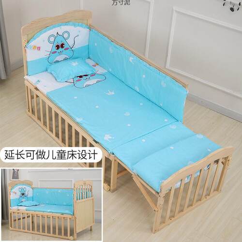 婴儿床宝宝床多功能实木摇床儿可移动儿童拼接大床外贸工厂供应链