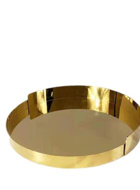 现代金属圆形几何托盘金属摆件样板间摆件家居售楼部茶桌收纳果盘