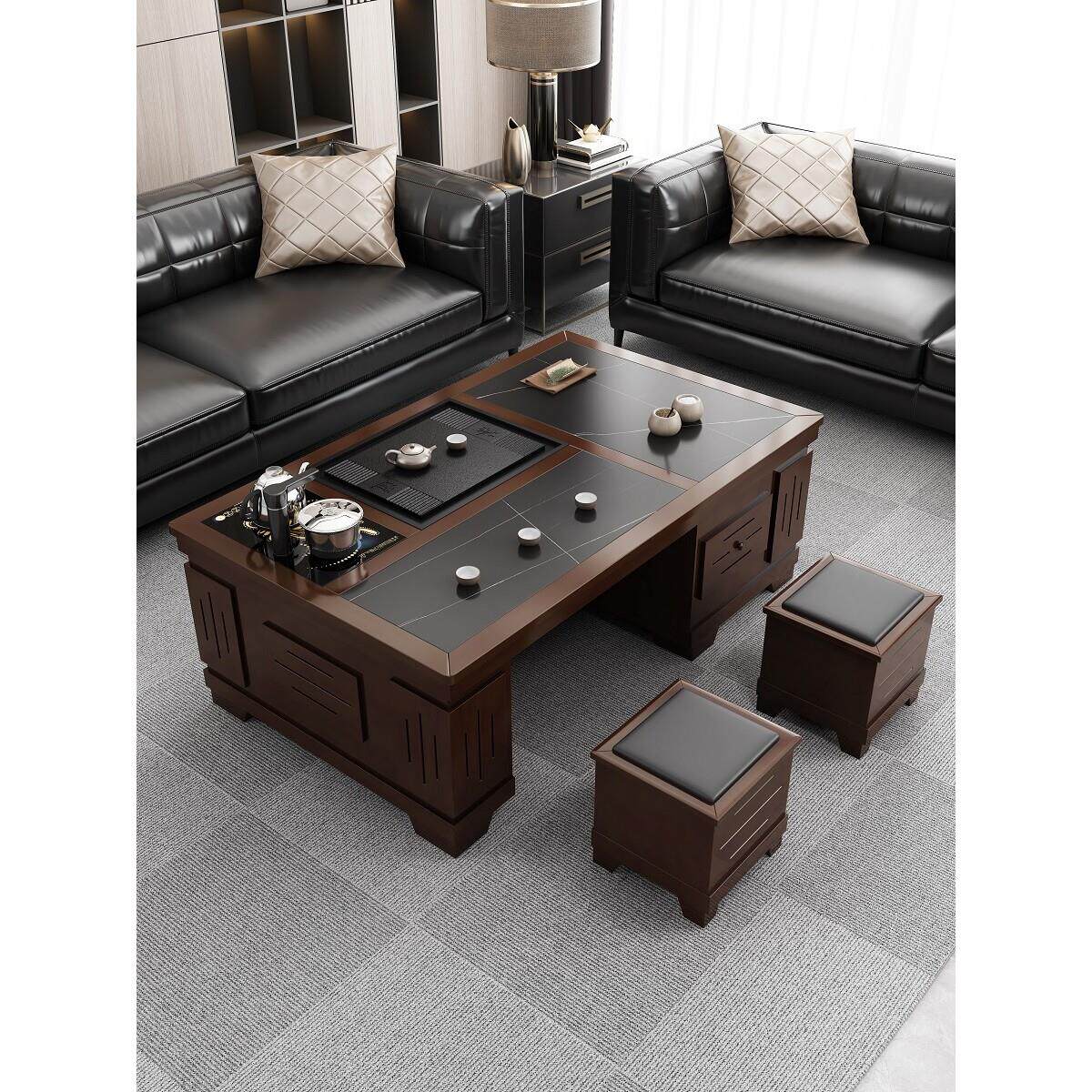 北欧进口板岩功夫咖啡桌，茶几，茶椅茶具一体式现代家庭办公