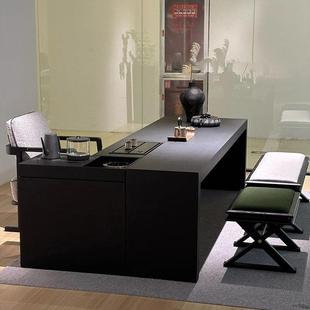 新中式实木茶桌现代侘寂风办公室泡茶桌2025新款高端茶室接待茶台