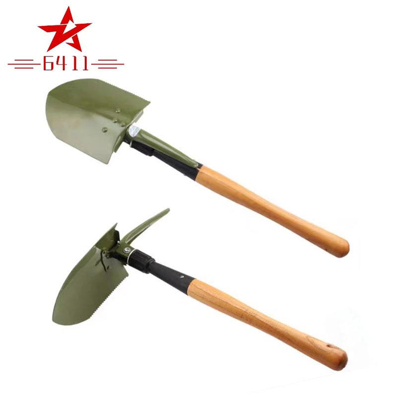 6411工兵铲木柄多用途工兵锹户外铲子探险铁锹旅游车载便携锹