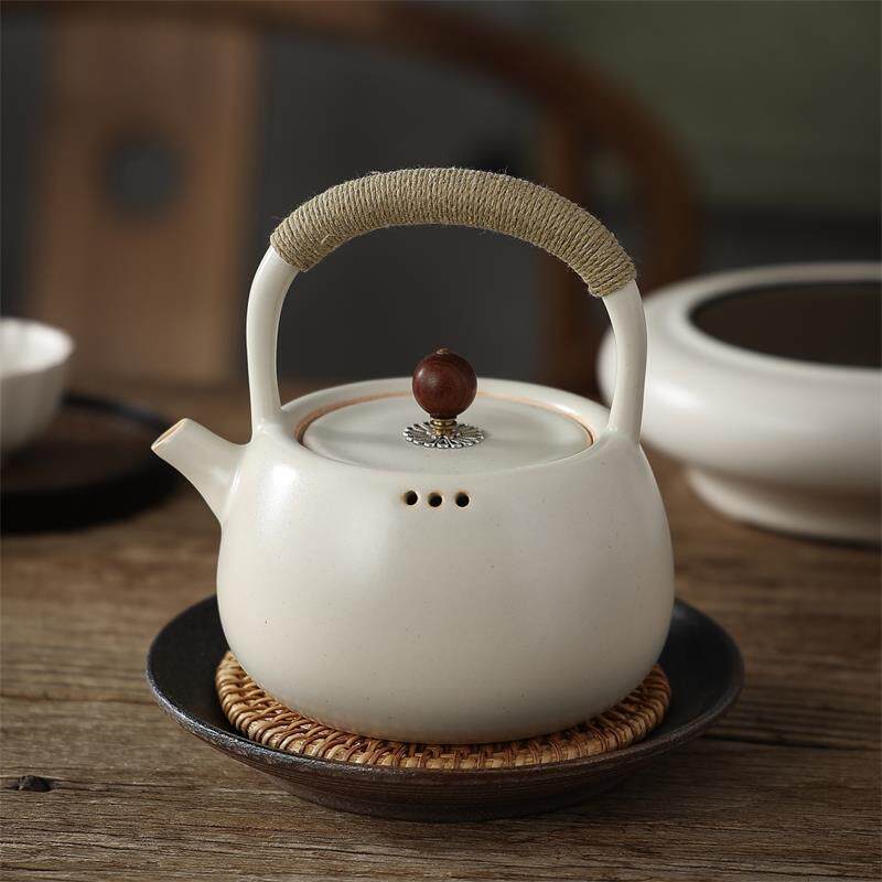 苏打釉白泥煮茶壶惠泽轩日式耐高温烧水陶壶电陶炉炭炉冲茶陶瓷壶