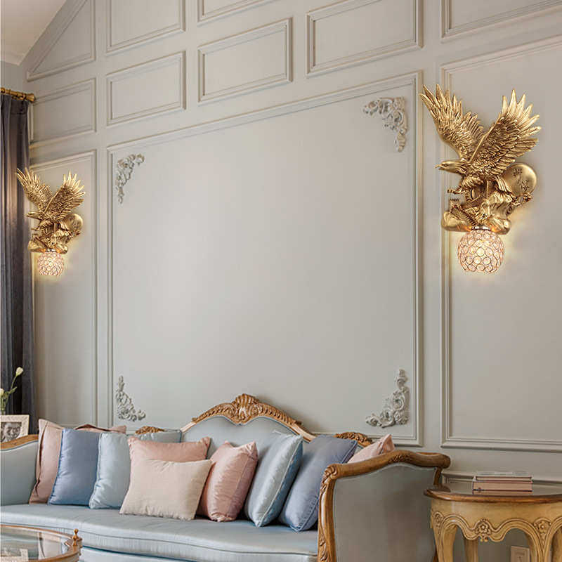 北欧式创意鹰壁灯动物装饰美式客厅背景墙楼梯办公室酒吧工程灯具,家装灯饰光源,壁灯,淘宝优惠券,粉丝福利购,淘宝优惠卷