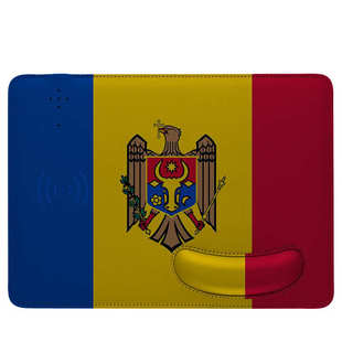 15W无线充电鼠标垫带掌托彩印图案PU皮革护腕鼠标垫礼品护手腕