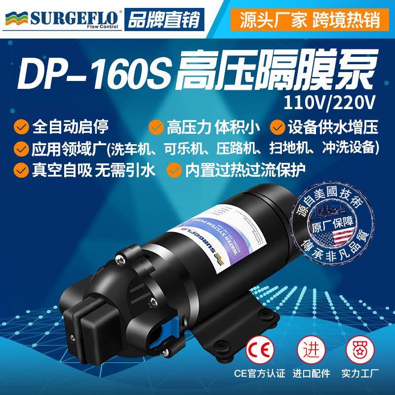 DP-160S110v/220V高压隔膜可乐机泵净水器高扬程喷雾洗车加压泵