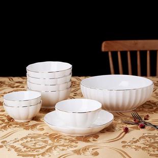 加厚金边贝壳大号汤盆碗家用酸菜鱼大盆碗10寸汤碗商用12寸陶瓷盆