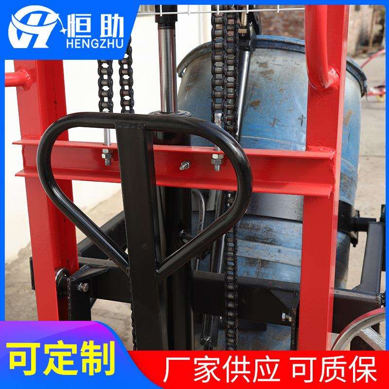 供应油桶堆高叉车铁塑两用手动搬运车油桶升高车倒料车