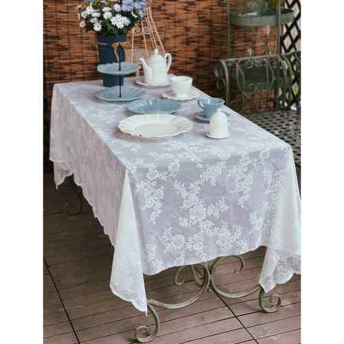 正品蕾n丝桌长方桌圆桌桌布北复古白色i布s风格餐布网欧红甜品台