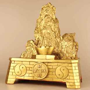 精工纯铜金山银山大号铜泰山招财进宝黄铜靠山招贵人事业有成摆件