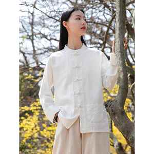 采购产品棉麻中式女服，秋季禅茶服，覆古扣民族风上衣，苎麻立领