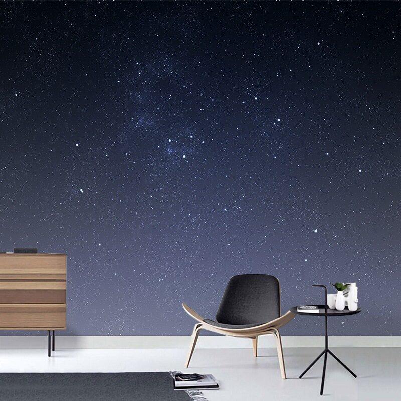 新款直销星空墙纸渐变色卧室背景墙布儿童房立体欧式简约现酒吧KT