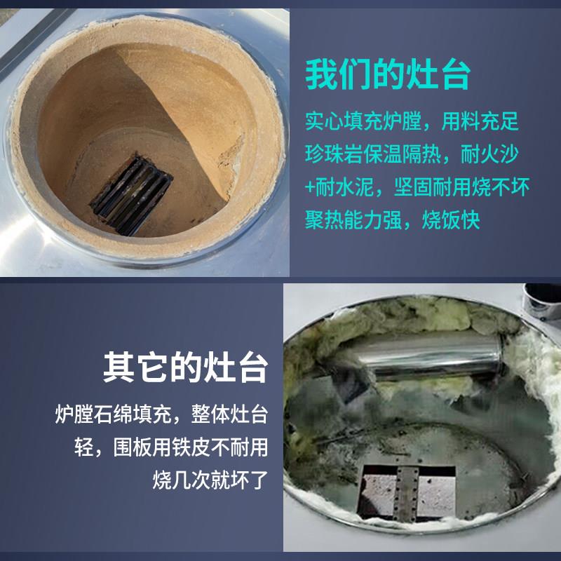高端柴火灶农村家用烧木柴别墅庭院带排水移动多功能不锈钢双口瓦