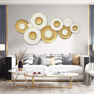 圆形轻奢沙发背景墙客厅立体创意装 饰 饰挂件 铁艺墙面装 ebay新款