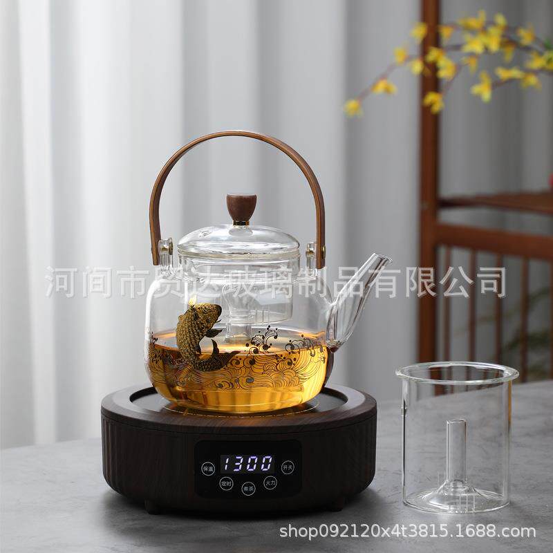 高硼硅泡茶壶电陶炉煮茶壶套餐提梁壶玻璃壶耐热茶具家用煮茶套餐